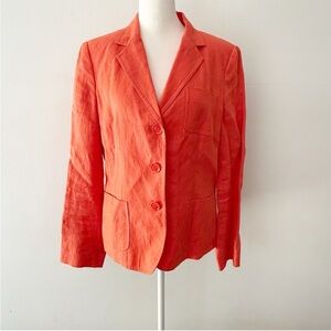 Talbots Womens Irish Linen Blazer Size 8 Beachy Casual Office Classic Coastal